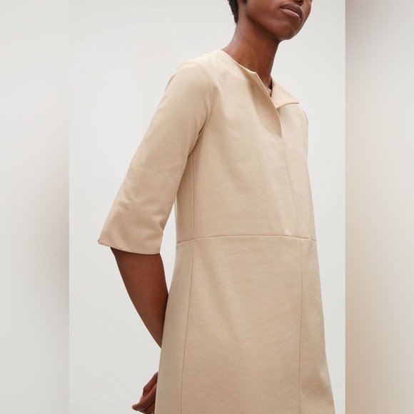 COS Elegant Cream Day Dress with slit detail size small - Picture 4 of 12